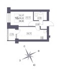 Продажа 1-комн. квартира, 37 м², 4/6 этаж — планировка 1