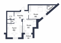 Продажа 3-комн. квартира, 75 м², 11/22 этаж — планировка 1
