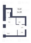 Продажа студия, 1-комн. квартира, 26 м², 3/9 этаж — планировка 1