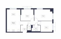 Продажа 3-комн. квартира, 73 м², 2/17 этаж — планировка 1