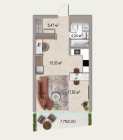 Продажа студия, 1-комн. квартира, 46 м², 2/6 этаж — планировка 1