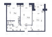 Продажа 2-комн. квартира, 64 м², 3/9 этаж — планировка 1