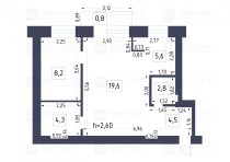 Продажа 2-комн. квартира, 45 м², 2/5 этаж — планировка 1