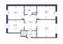 Продажа 3-комн. квартира, 116 м², 2/17 этаж — планировка 1