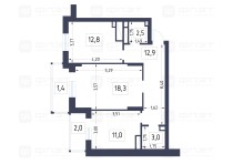 Продажа 2-комн. квартира, 62 м², 18/18 этаж — планировка 1