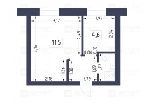 Продажа 1-комн. квартира, 21 м², 3/3 этаж — планировка 1