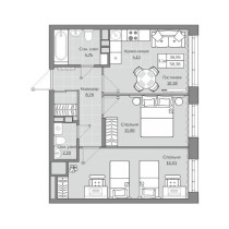 Продажа 3-комн. квартира, 59 м², 13/13 этаж — фото 1