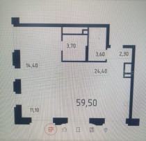 Продажа 2-комн. квартира, 60 м², 15/26 этаж — планировка 1