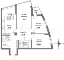 Продажа 3-комн. квартира, 103 м², 17/23 этаж — фото 3