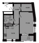 Продажа 1-комн. квартира, 48 м², 7/9 этаж — планировка 1