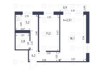 Продажа 2-комн. квартира, 45 м², 5/5 этаж — планировка 1