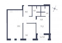 Продажа 2-комн. квартира, 71 м², 3/4 этаж — планировка 1