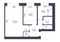 Продажа 2-комн. квартира, 40 м², 1/5 этаж — планировка 1