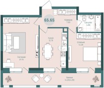 Продажа 2-комн. квартира, 66 м², 3/21 этаж — планировка 1