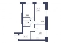 Продажа 2-комн. квартира, 52 м², 2/9 этаж — планировка 1
