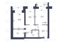 Продажа 3-комн. квартира, 98 м², 2/7 этаж — планировка 1