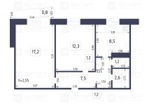 Продажа 2-комн. квартира, 51 м², 8/9 этаж — планировка 1