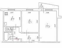 Продажа 2-комн. квартира, 50 м², 5/9 этаж — планировка 1