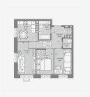 Продажа 3-комн. квартира, 57 м², 19/19 этаж — планировка 1