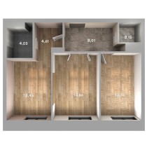 Продажа 2-комн. квартира, 62 м², 8/21 этаж — планировка 1