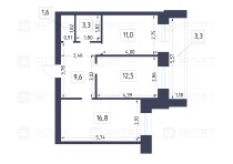 Продажа 2-комн. квартира, 55 м², 7/10 этаж — планировка 1