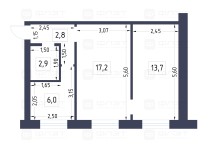 Продажа 2-комн. квартира, 44 м², 2/2 этаж — планировка 1