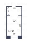Продажа студия, 1-комн. квартира, 18 м², 4/5 этаж — планировка 1