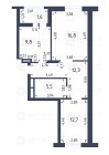 Продажа 2-комн. квартира, 57 м², 11/12 этаж — планировка 1