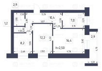 Продажа 3-комн. квартира, 61 м², 5/9 этаж — планировка 1