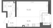 Продажа 1-комн. квартира, 34 м², 10/24 этаж — планировка 1