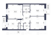 Продажа 3-комн. квартира, 92 м², 6/18 этаж — планировка 1