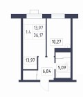 Продажа 1-комн. квартира, 36 м², 11/19 этаж — планировка 1