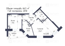 Продажа 2-комн. квартира, 67 м², 4/14 этаж — планировка 1