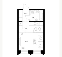 Продажа 1-комн. квартира, 26 м², 26/26 этаж — планировка 1