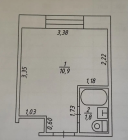 Продажа 1-комн. квартира, 13 м², 8/9 этаж — планировка 1