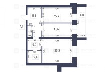 Продажа 2-комн. квартира, 76 м², 2/9 этаж — планировка 1