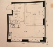 Продажа 1-комн. квартира, 37 м², 2/10 этаж — планировка 1