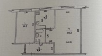 Продажа 2-комн. квартира, 43 м², 1/5 этаж — планировка 1