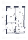 Продажа 2-комн. квартира, 55 м², 9/19 этаж — планировка 1