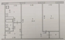 Продажа 2-комн. квартира, 45 м², 1/5 этаж — планировка 1