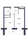 Продажа 1-комн. квартира, 39 м², 5/17 этаж — планировка 1