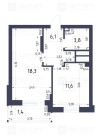 Продажа 1-комн. квартира, 40 м², 12/18 этаж — планировка 1
