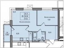 Продажа 2-комн. квартира, 52 м², 12/15 этаж — планировка 1