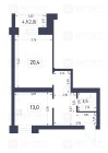 Продажа 1-комн. квартира, 54 м², 8/9 этаж — планировка 1