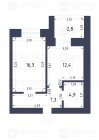 Продажа 1-комн. квартира, 44 м², 5/10 этаж — планировка 1