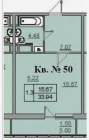 Продажа студия, 1-комн. квартира, 35 м², 6/19 этаж — планировка 1