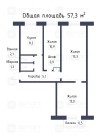 Продажа 3-комн. квартира, 57 м², 5/10 этаж — планировка 1