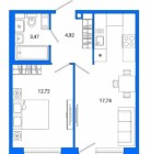 Продажа 1-комн. квартира, 40 м², 1/9 этаж — планировка 1