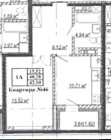 Продажа 1-комн. квартира, 42 м², 9/19 этаж — планировка 1