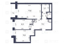 Продажа 2-комн. квартира, 54 м², 6/18 этаж — планировка 1